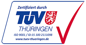 Zertifiziert durch TÜV ThÜringen - ISO 9001 / ID: 15 100 2111098
